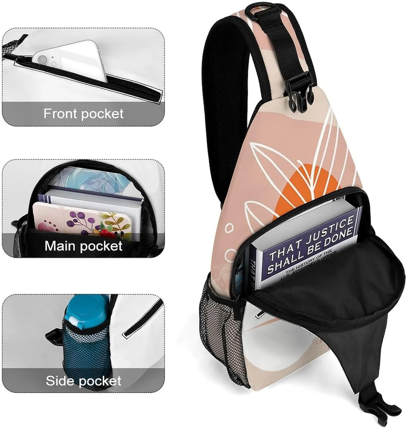 Peach And Dark Beige Sling Bag Crossbody Bags Cross Body Bag Fanny Packs Chest Bags Sling Purses for Travel