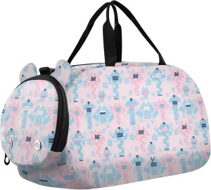 Peach Blue Japanese Cherry Blossom Kimono Girl's Gym Duffel Bag with Shoes Compartment Large Capacity Sports Overnight Travel Bag for Travel, Swimming, Dance, Ballet bolsa para hombre