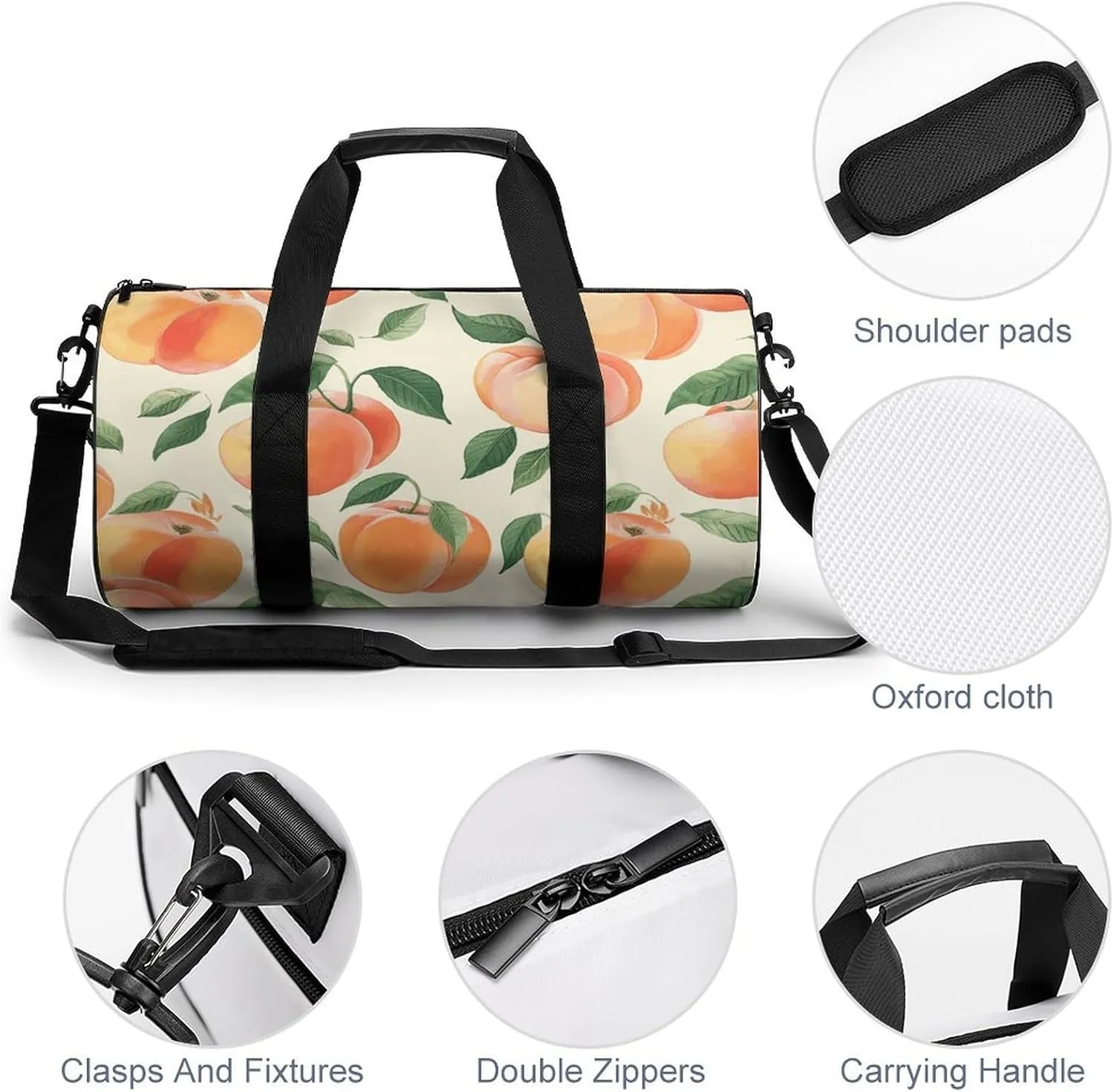 Peach Gym Bag Small Travel Duffle Bag with Compartment Carry On Weekender Bag for Women Men