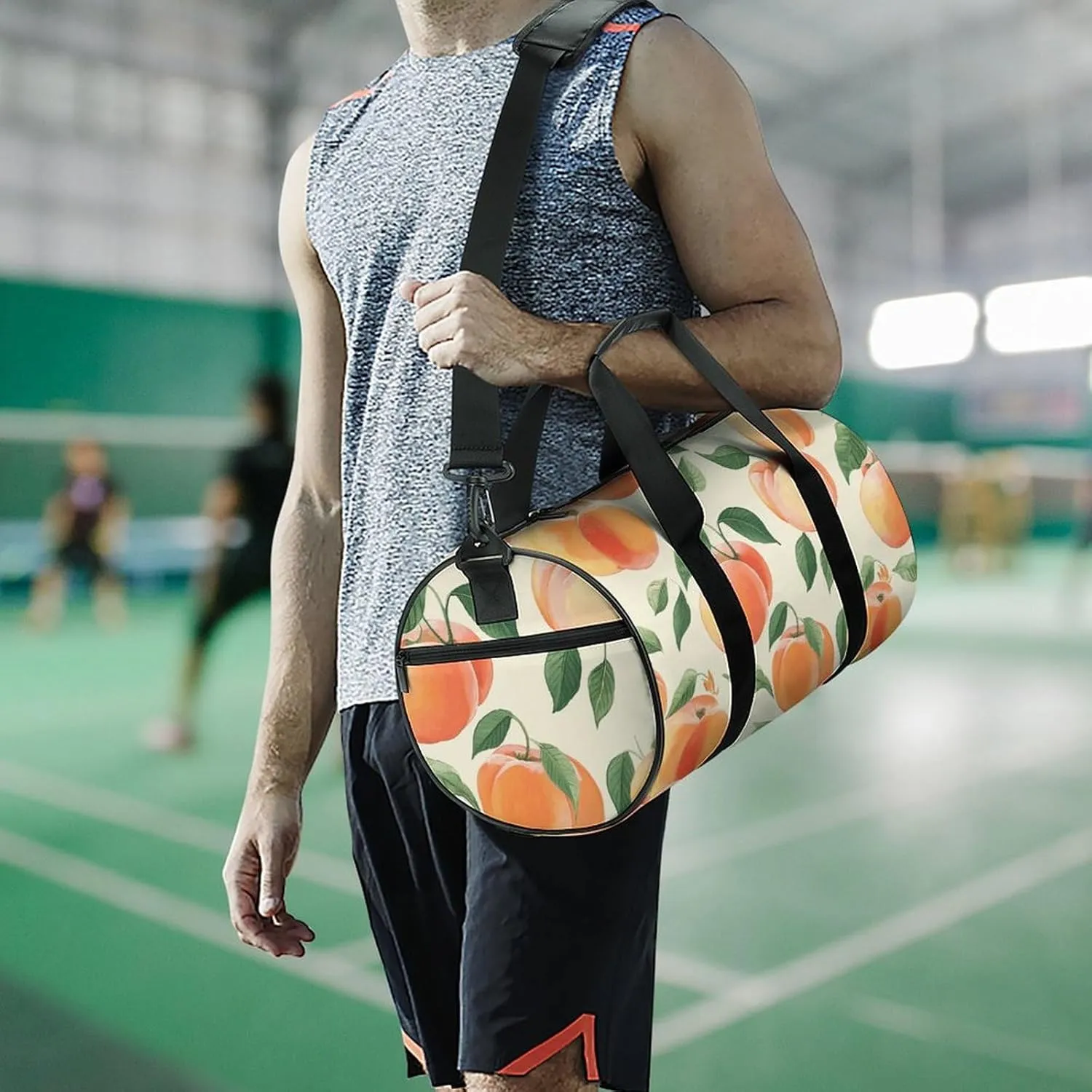 Peach Gym Bag Small Travel Duffle Bag with Compartment Carry On Weekender Bag for Women Men
