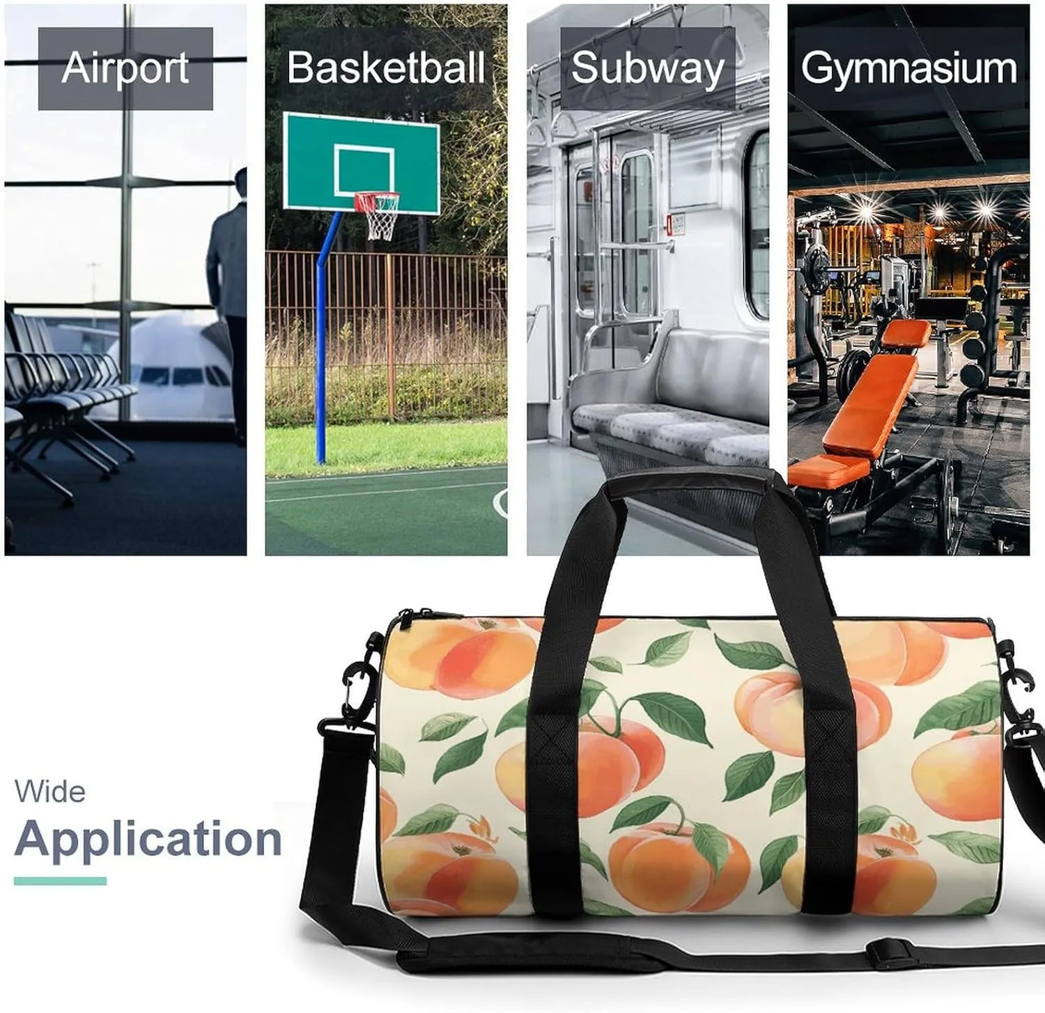 Peach Gym Bag Small Travel Duffle Bag with Compartment Carry On Weekender Bag for Women Men