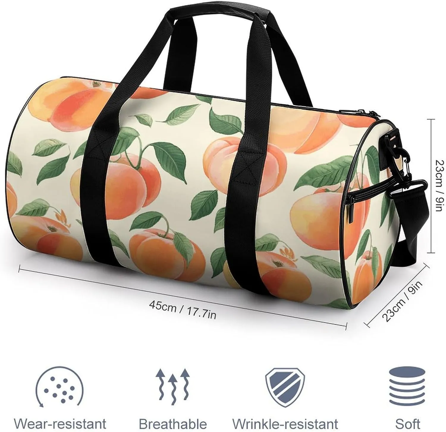 Peach Gym Bag Small Travel Duffle Bag with Compartment Carry On Weekender Bag for Women Men