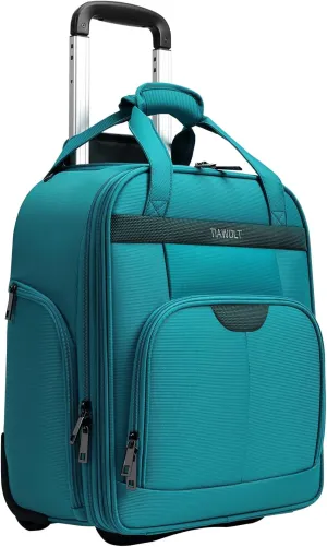 Personal Item 16-Inch Underseat Carry on Luggage With Wheels Lightweight Wheeled Underseater under seat bags for airplanes Upright 2 Wheel,Boy and Girl,Teal Green