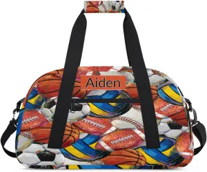 Personalized Baseball Sports Duffel Bag with Name, Men Sport Duffel Gym Training Bag Weekender Bags Athlete Bag Travel Workout Duffel Bag, Painted Balls, Volleyball Basketball Baseball Soccer