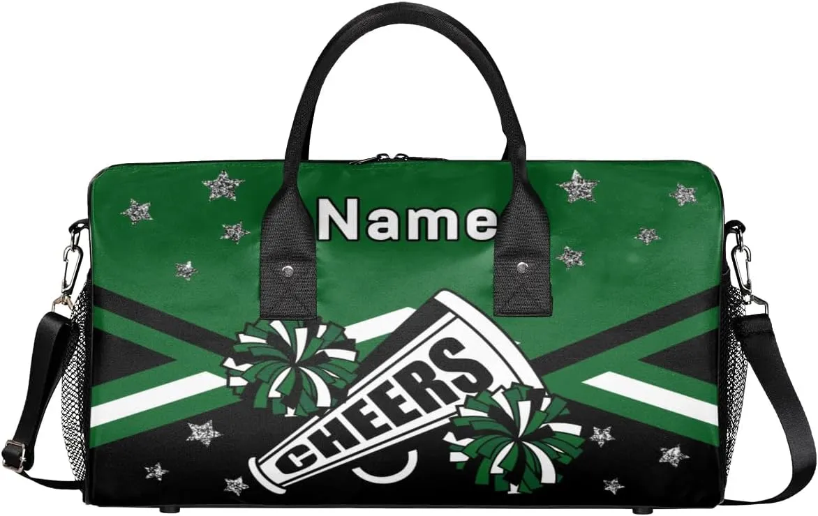 Personalized Cheer Bag Custom Cheerleader Bag with Name Customized Gym Bag Sport Travel Duffel Bag for Women, Dark Green Black
