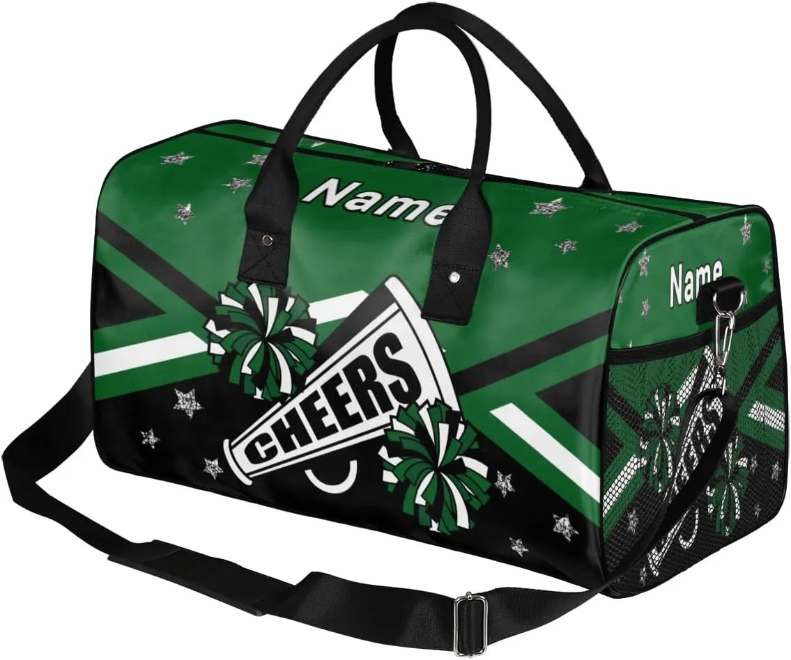 Personalized Cheer Bag Custom Cheerleader Bag with Name Customized Gym Bag Sport Travel Duffel Bag for Women, Dark Green Black