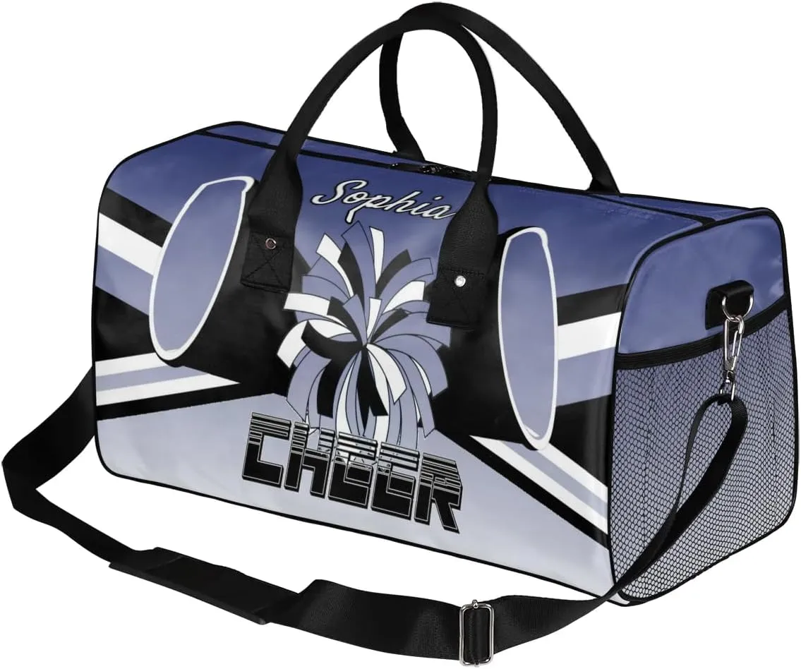 Personalized Cheer Duffel Bag for Cheerleaders, Custom Sports Bag for Women, Custom Cheerleading Travel Overnight Weekender Bag, Cobalt Blue Gradient