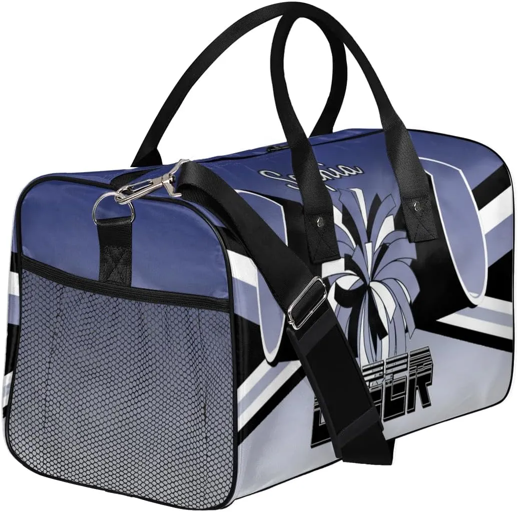 Personalized Cheer Duffel Bag for Cheerleaders, Custom Sports Bag for Women, Custom Cheerleading Travel Overnight Weekender Bag, Cobalt Blue Gradient