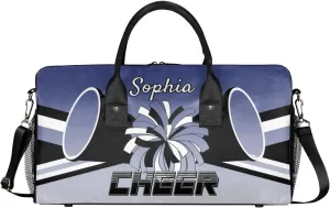 Personalized Cheer Duffel Bag for Cheerleaders, Custom Sports Bag for Women, Custom Cheerleading Travel Overnight Weekender Bag, Cobalt Blue Gradient