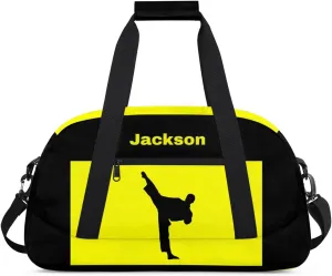 Personalized Custom Kids Duffel Bags for Boys Teen Girls, Customized Sports Gym Bag Travel Duffle Bag, Overnight Weekender Sleepover Bag, Martial Arts Taekwondo Yellow Section 41