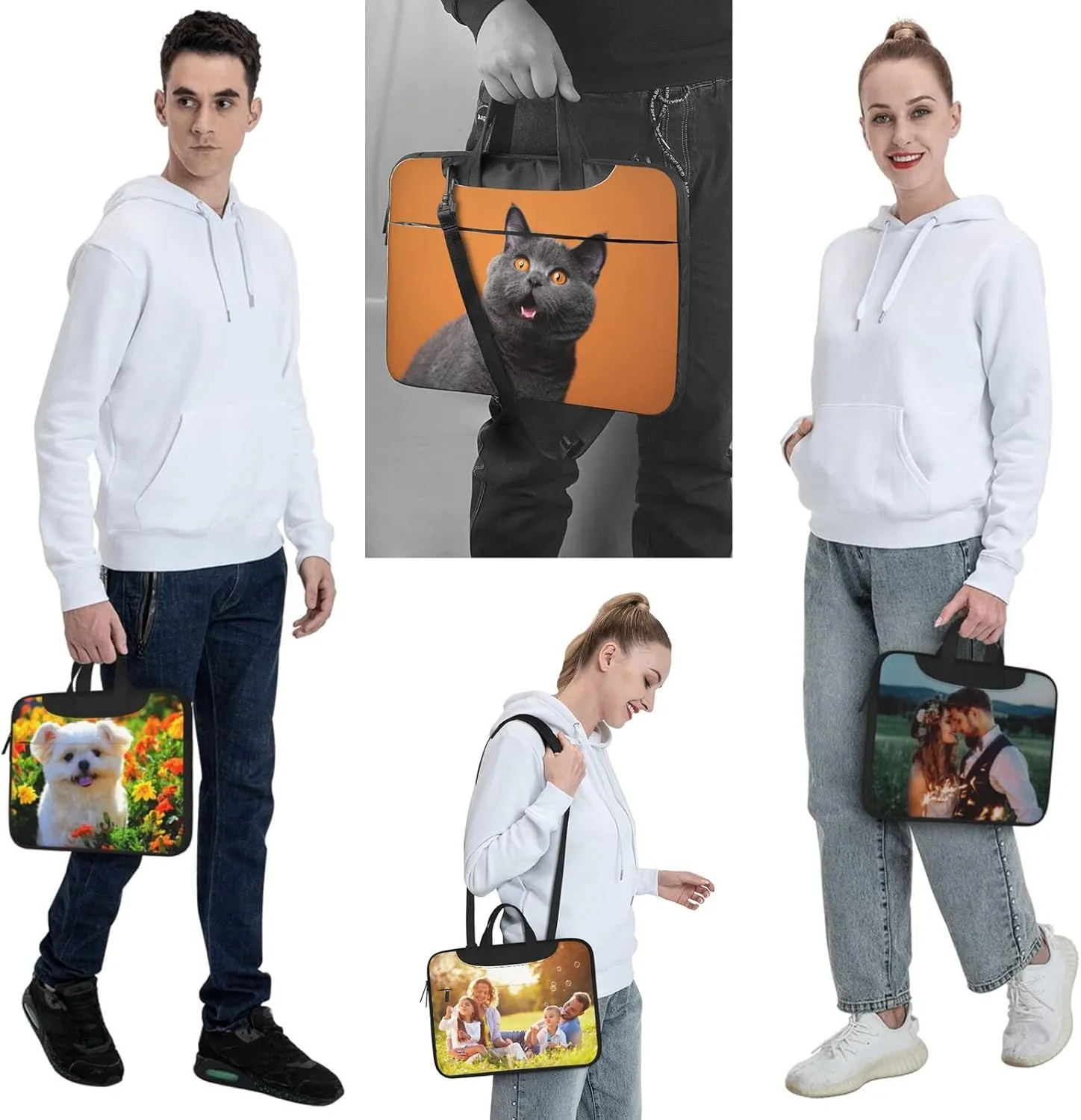 Personalized Custom Laptop Bag with Photo Text Logo, Customized Computer Notebook Protective Bag Briefcase Sleeve Case