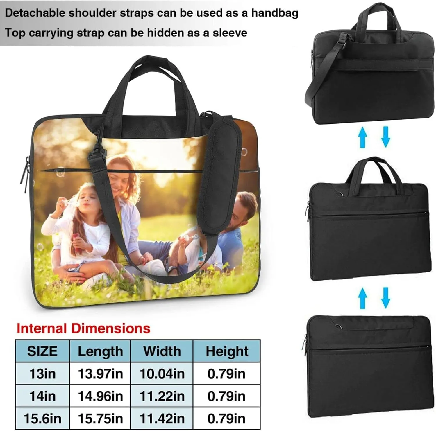 Personalized Custom Laptop Bag with Photo Text Logo, Customized Computer Notebook Protective Bag Briefcase Sleeve Case