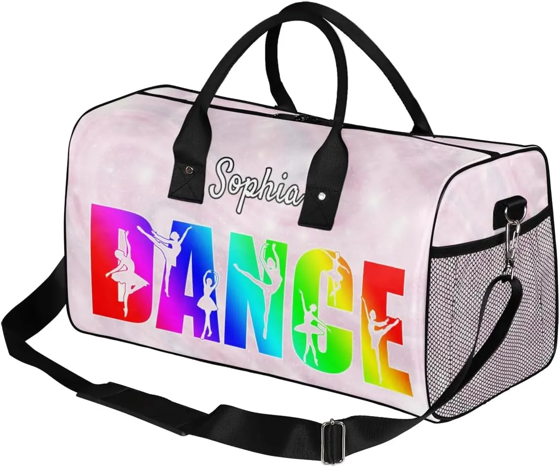Personalized Dance Bag Gym Bags, Custom Neme Dance Ballet Sports Duffel Bags Weekender Bags Custom Travel Duffel Bag Bag Abstract Glitter