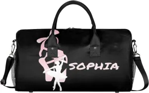 Personalized Dance Bag Travel Duffle Bag Custom Name Sport Gym Bag Carry On Weekender Bag Sleepover Athletic Bag for Women, Black Pinks