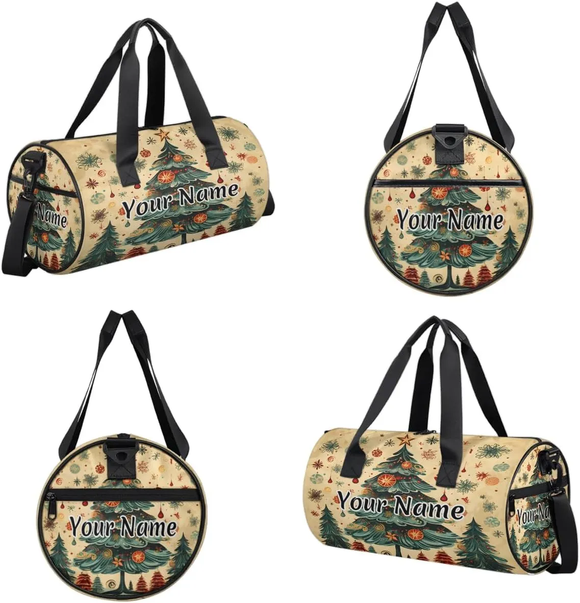 Personalized Duffel Bag for Women, Custom Christmas Trees Gym Bag for Sports, Waterproof Dance Bag with Name, Lightweight Carryon Gym Bag, Christmas