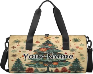 Personalized Duffel Bag for Women, Custom Christmas Trees Gym Bag for Sports, Waterproof Dance Bag with Name, Lightweight Carryon Gym Bag, Christmas