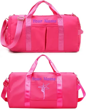 Personalized Duffle Bag with Photo Name Text, Customized Travel Bags with Wet Dry Pockets & Shoe Compartment, Custom Ballet Dance Sport Gym Bag for Women Girls