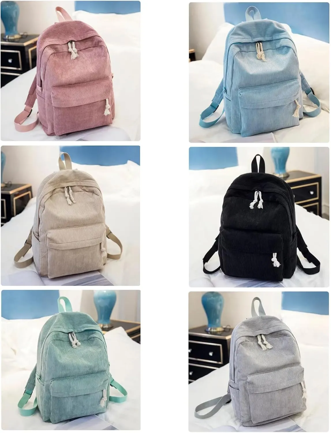 Personalized Embroidered Backpack, Custom Name Backpack, Embroidered Backpack Adult, Corduroy Backpack Kids, Blue, embroidery name