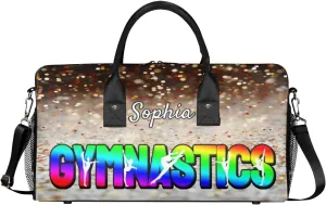 Personalized Gymnastic Bag for Women, Custom Name Sport Duffel Bag Gym Bag Travel Duffle Bag Overnight Weekender Bag, Glitters Colourful