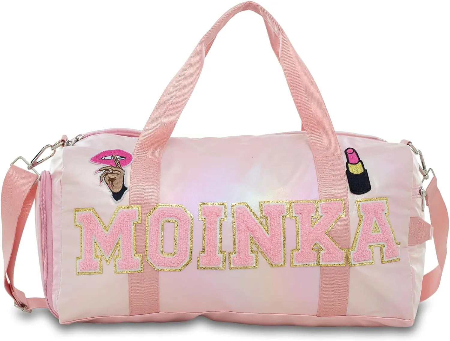Personalized Gymnastic Bag for Wowem,Custom Sports Duffel Bag with Chenille Letters,Embroidery Name Travel Duffel, Weekender Overnight Bag,Dance Bags for Girls