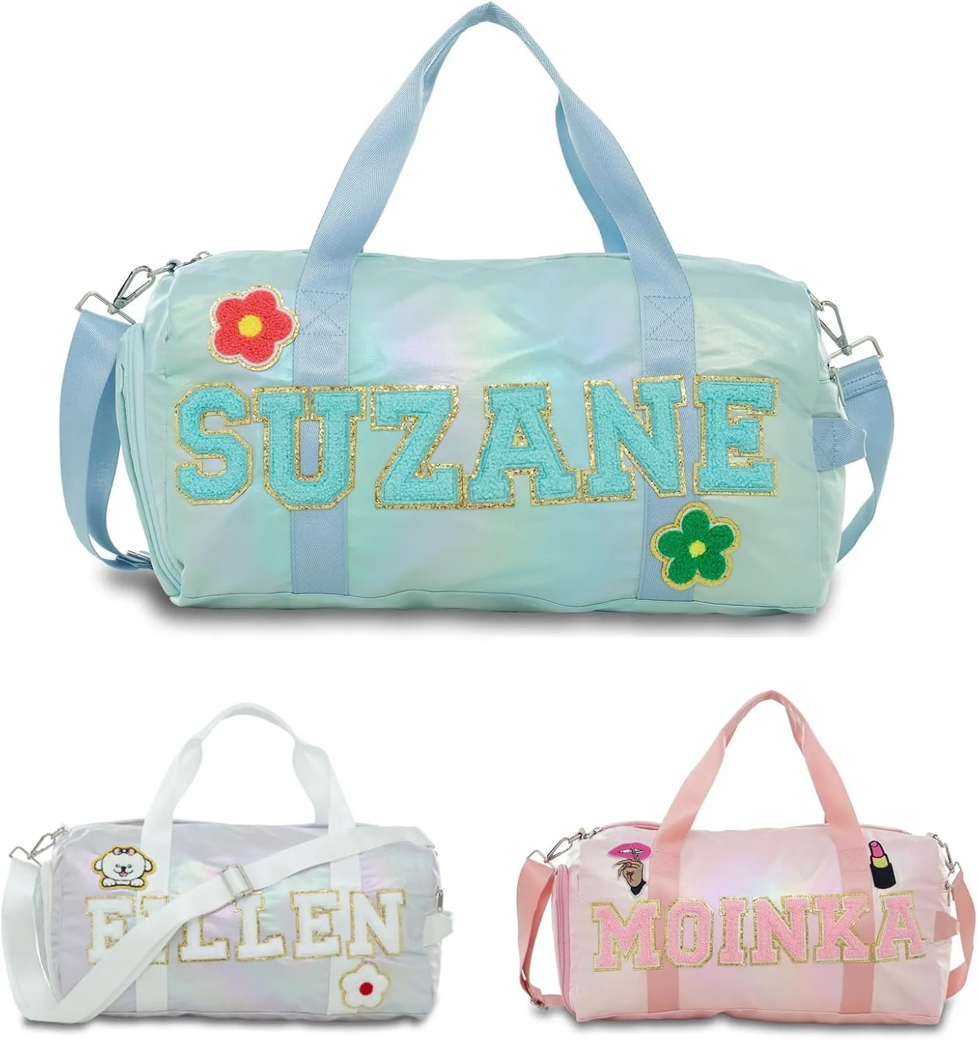 Personalized Gymnastic Bag for Wowem,Custom Sports Duffel Bag with Chenille Letters,Embroidery Name Travel Duffel, Weekender Overnight Bag,Dance Bags for Girls