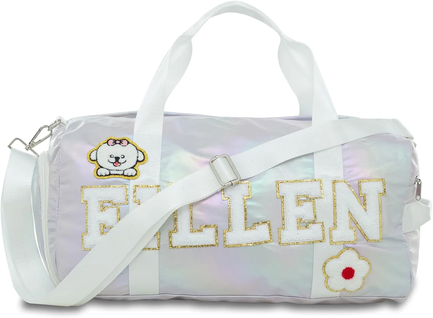 Personalized Gymnastic Bag for Wowem,Custom Sports Duffel Bag with Chenille Letters,Embroidery Name Travel Duffel, Weekender Overnight Bag,Dance Bags for Girls
