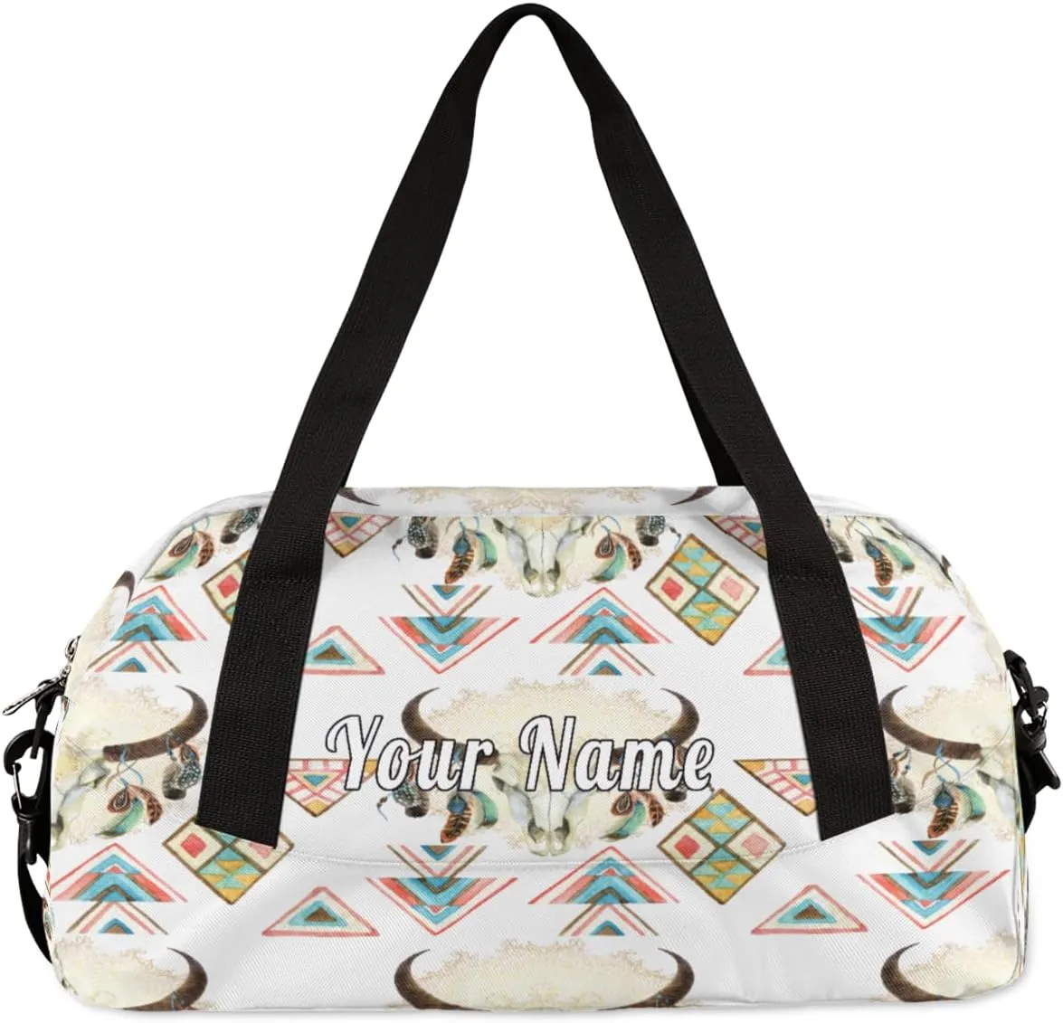 Personalized Kids Duffel Bag Abstract Bull Cow Skull,Custom Sport Gym Bag for Boys Girls,WWeekender Overnight Bags Travel Duffel Bag,Customized Kids Gift