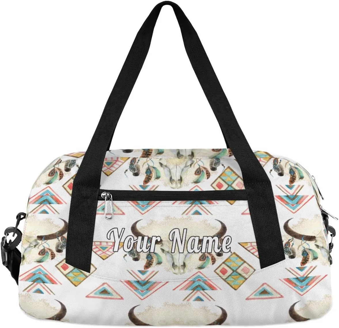Personalized Kids Duffel Bag Abstract Bull Cow Skull,Custom Sport Gym Bag for Boys Girls,WWeekender Overnight Bags Travel Duffel Bag,Customized Kids Gift