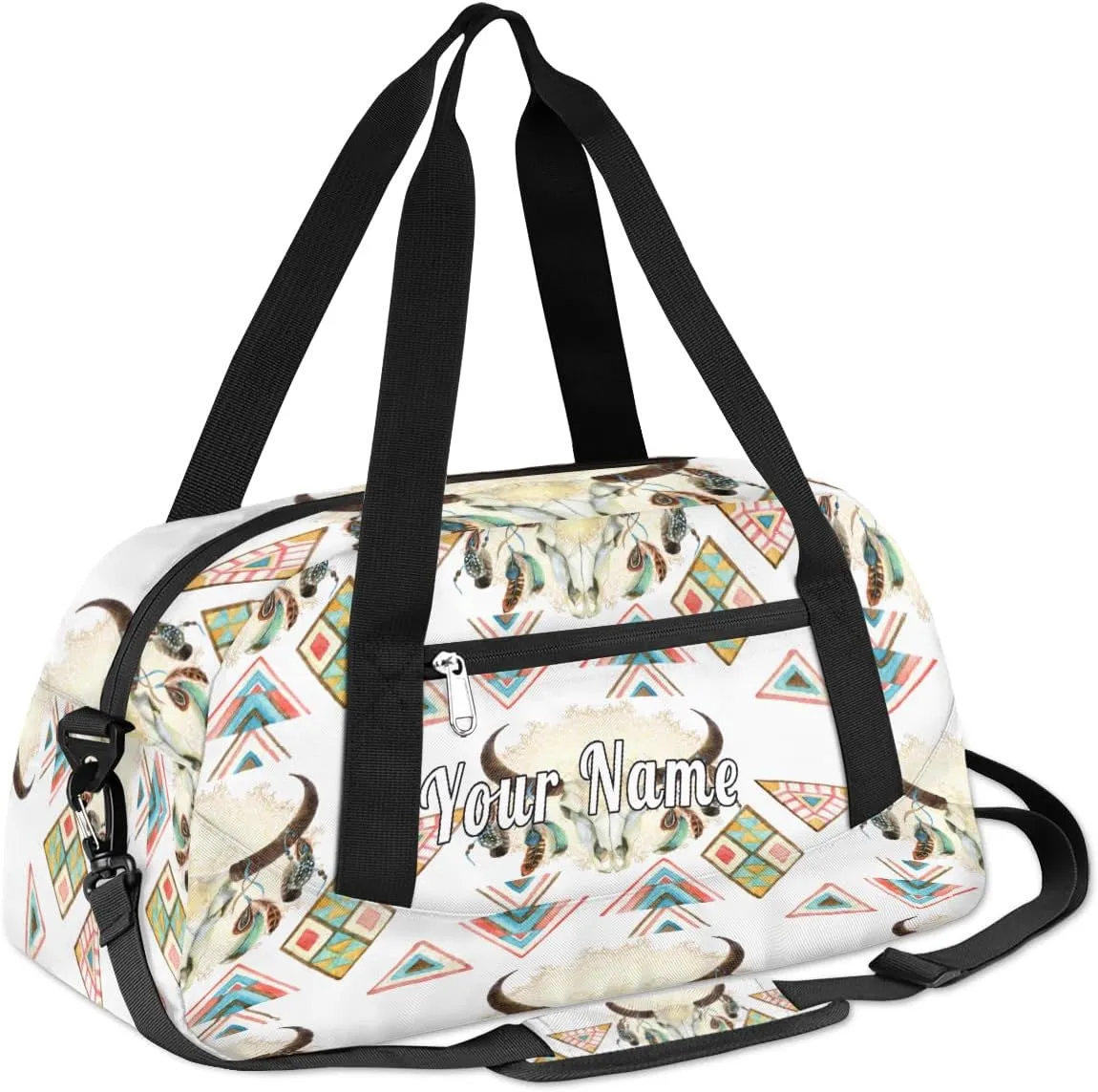 Personalized Kids Duffel Bag Abstract Bull Cow Skull,Custom Sport Gym Bag for Boys Girls,WWeekender Overnight Bags Travel Duffel Bag,Customized Kids Gift