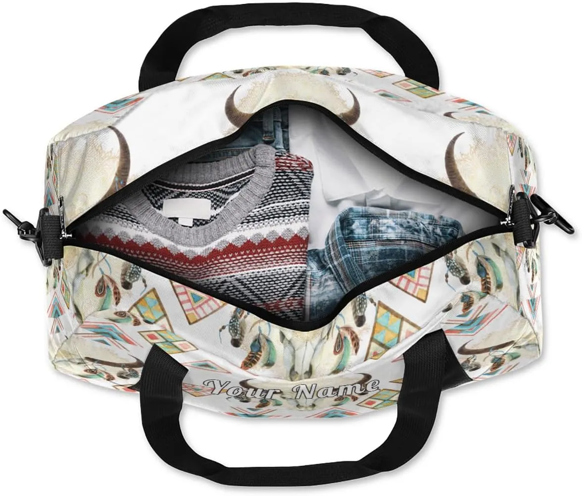 Personalized Kids Duffel Bag Abstract Bull Cow Skull,Custom Sport Gym Bag for Boys Girls,WWeekender Overnight Bags Travel Duffel Bag,Customized Kids Gift