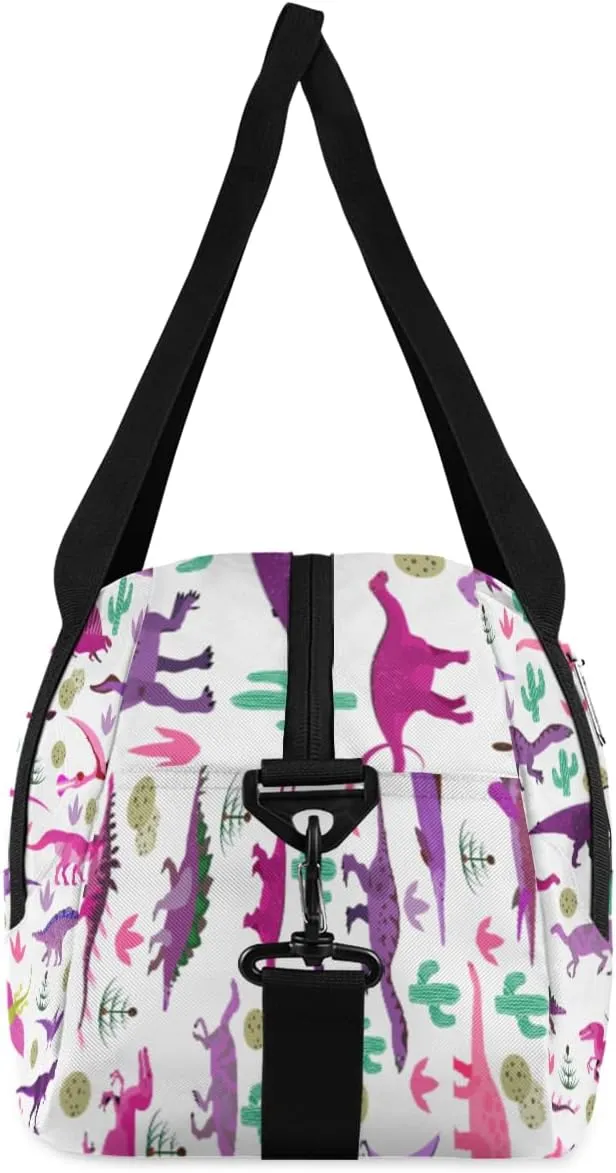 Personalized Kids Duffel Bag Colorful Dinosaur Cactus,Custom Sport Gym Bag for Boys Girls,WWeekender Overnight Bags Travel Duffel Bag,Customized Kids Gift