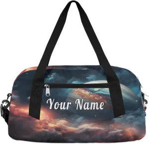 Personalized Kids Duffel Bag Galaxy Planet Nebula,Custom Sport Gym Bag for Boys Girls,WWeekender Overnight Bags Travel Duffel Bag,Customized Kids Gift