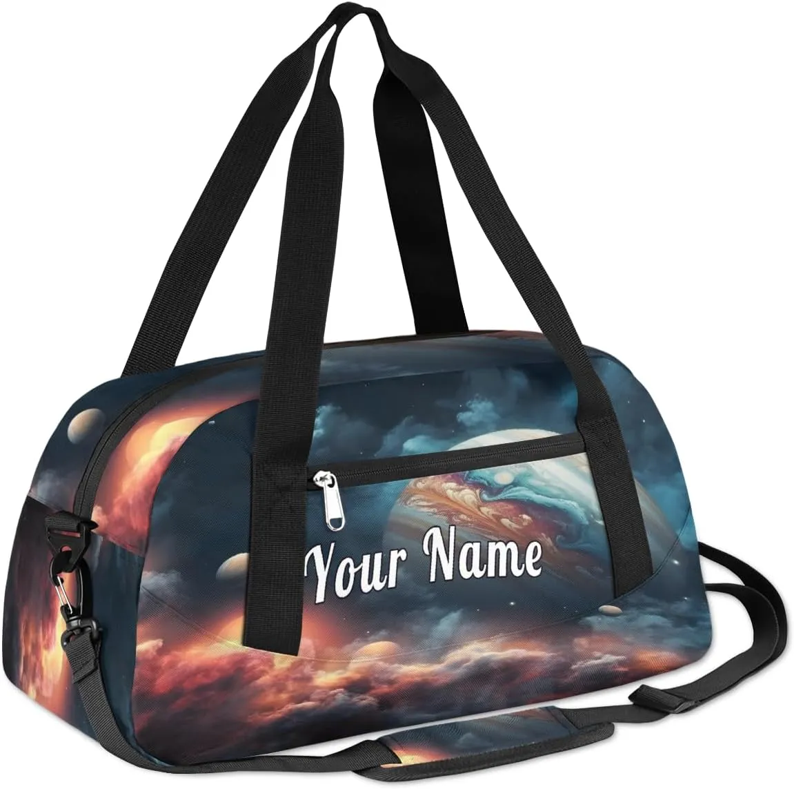 Personalized Kids Duffel Bag Galaxy Planet Nebula,Custom Sport Gym Bag for Boys Girls,WWeekender Overnight Bags Travel Duffel Bag,Customized Kids Gift