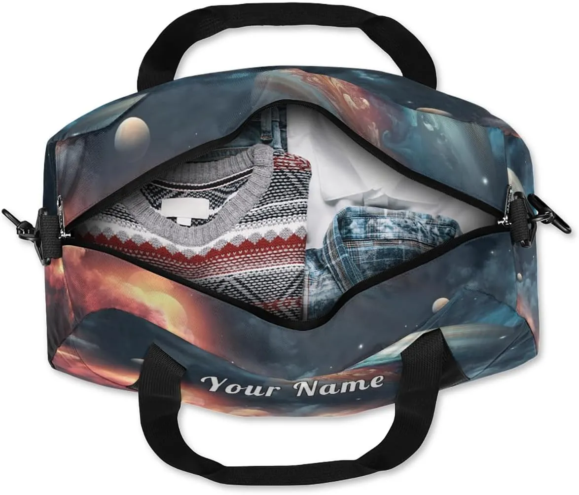 Personalized Kids Duffel Bag Galaxy Planet Nebula,Custom Sport Gym Bag for Boys Girls,WWeekender Overnight Bags Travel Duffel Bag,Customized Kids Gift