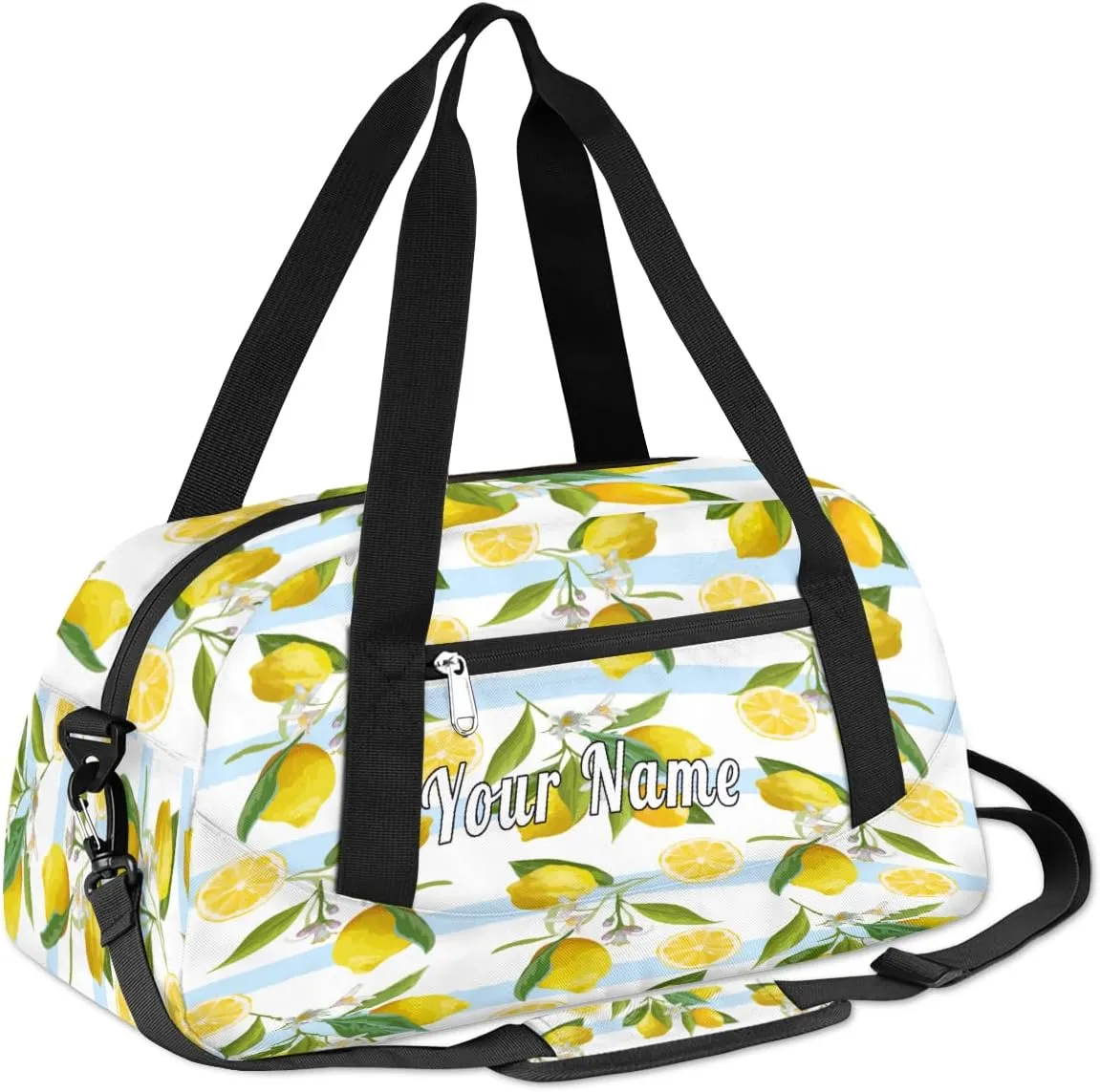 Personalized Kids Duffel Bag Lemon Fruit Pattern,Custom Sport Gym Bag for Boys Girls,WWeekender Overnight Bags Travel Duffel Bag,Customized Kids Gift