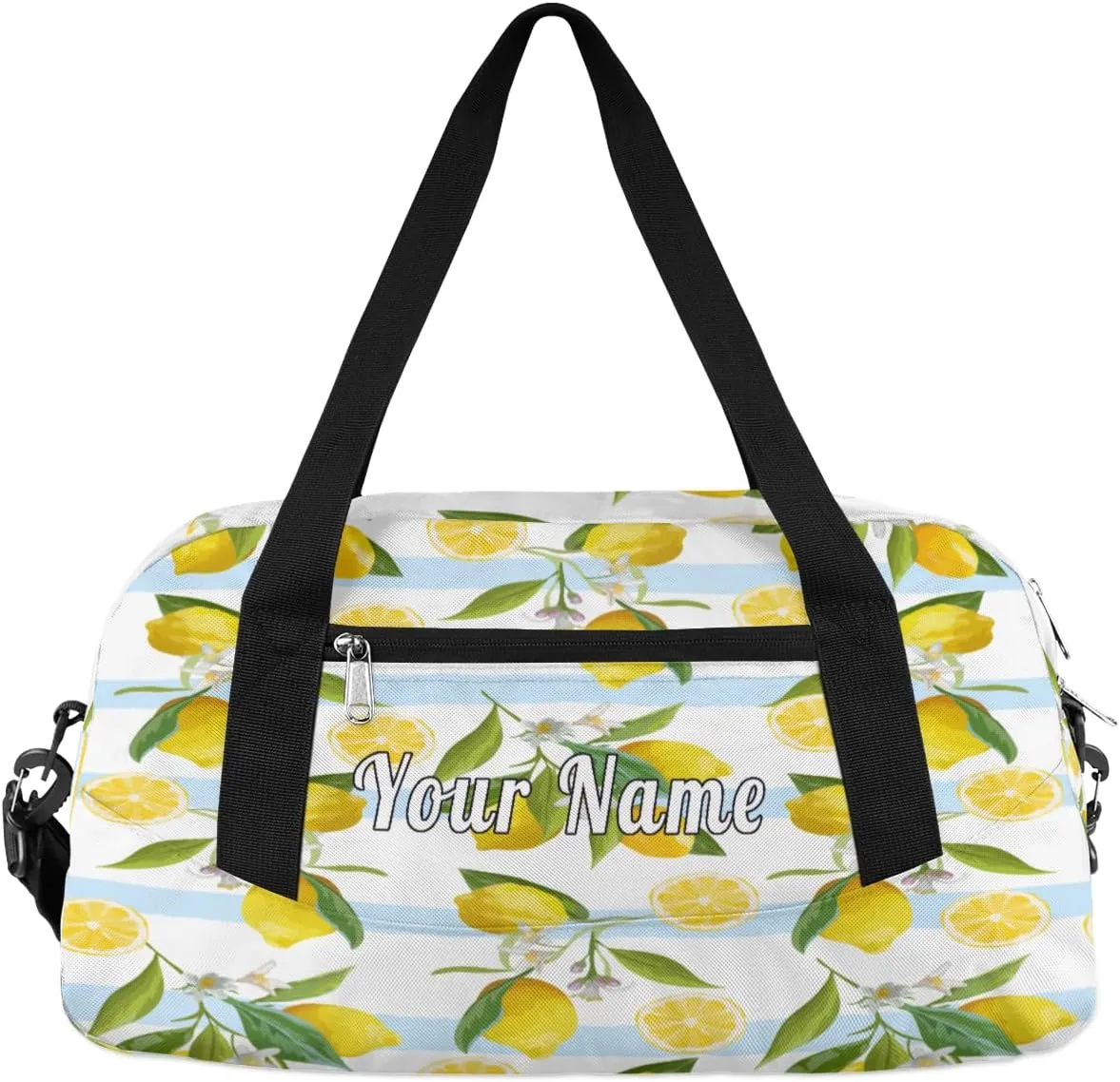Personalized Kids Duffel Bag Lemon Fruit Pattern,Custom Sport Gym Bag for Boys Girls,WWeekender Overnight Bags Travel Duffel Bag,Customized Kids Gift