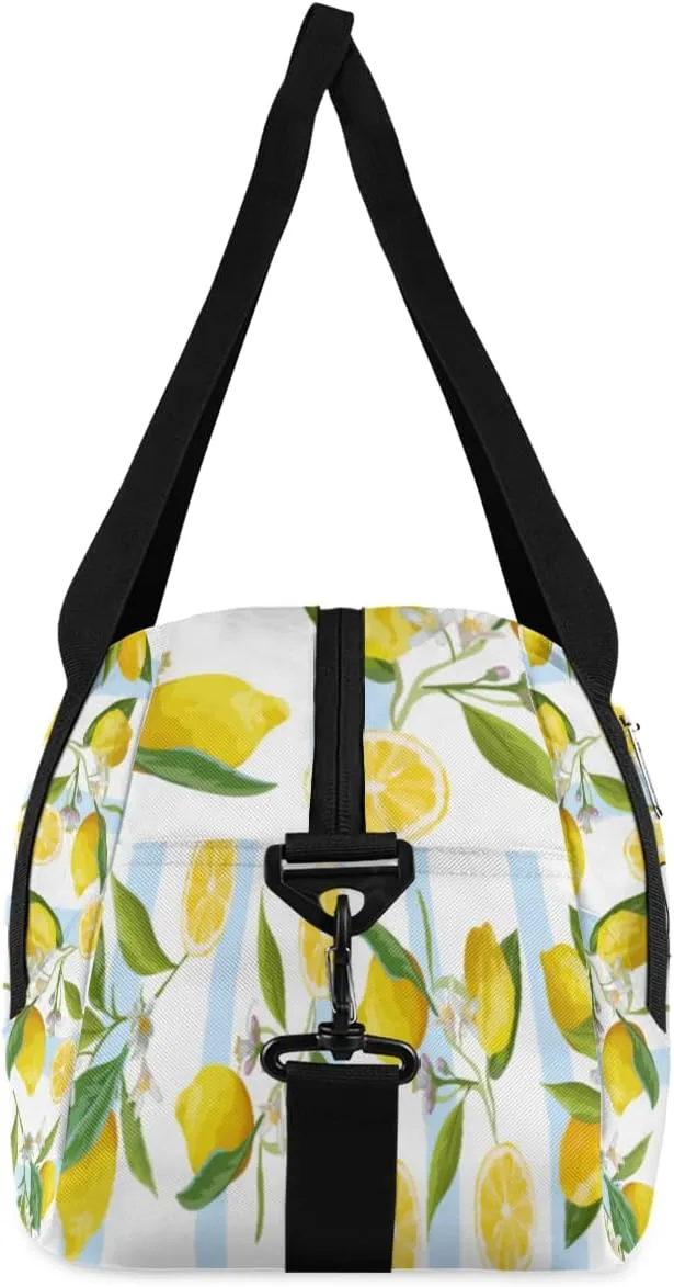 Personalized Kids Duffel Bag Lemon Fruit Pattern,Custom Sport Gym Bag for Boys Girls,WWeekender Overnight Bags Travel Duffel Bag,Customized Kids Gift
