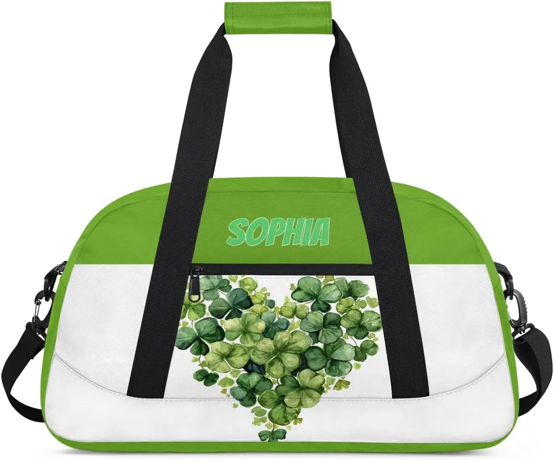 Personalized Kids Duffel Bag Shamrock Green,Custom Sport Gym Bag for Boys Girls,Weekender Overnight Bags Travel Duffel Bag,Customized Kids Gift