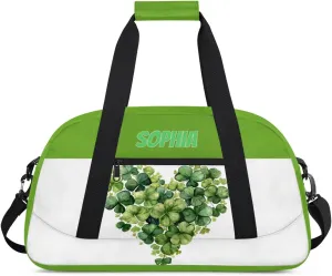Personalized Kids Duffel Bag Shamrock Green,Custom Sport Gym Bag for Boys Girls,Weekender Overnight Bags Travel Duffel Bag,Customized Kids Gift