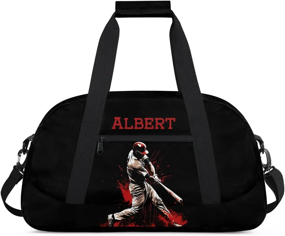 Personalized Kids Sports Duffel Bag with Name Custom Weekender Overnight Bag for Boys Girls Gym Bag Travel Dance Gymnastics Duffel Bag, Sports Baseball