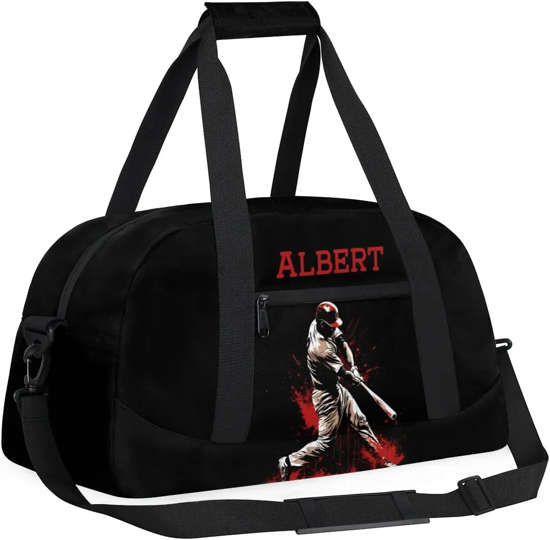 Personalized Kids Sports Duffel Bag with Name Custom Weekender Overnight Bag for Boys Girls Gym Bag Travel Dance Gymnastics Duffel Bag, Sports Baseball
