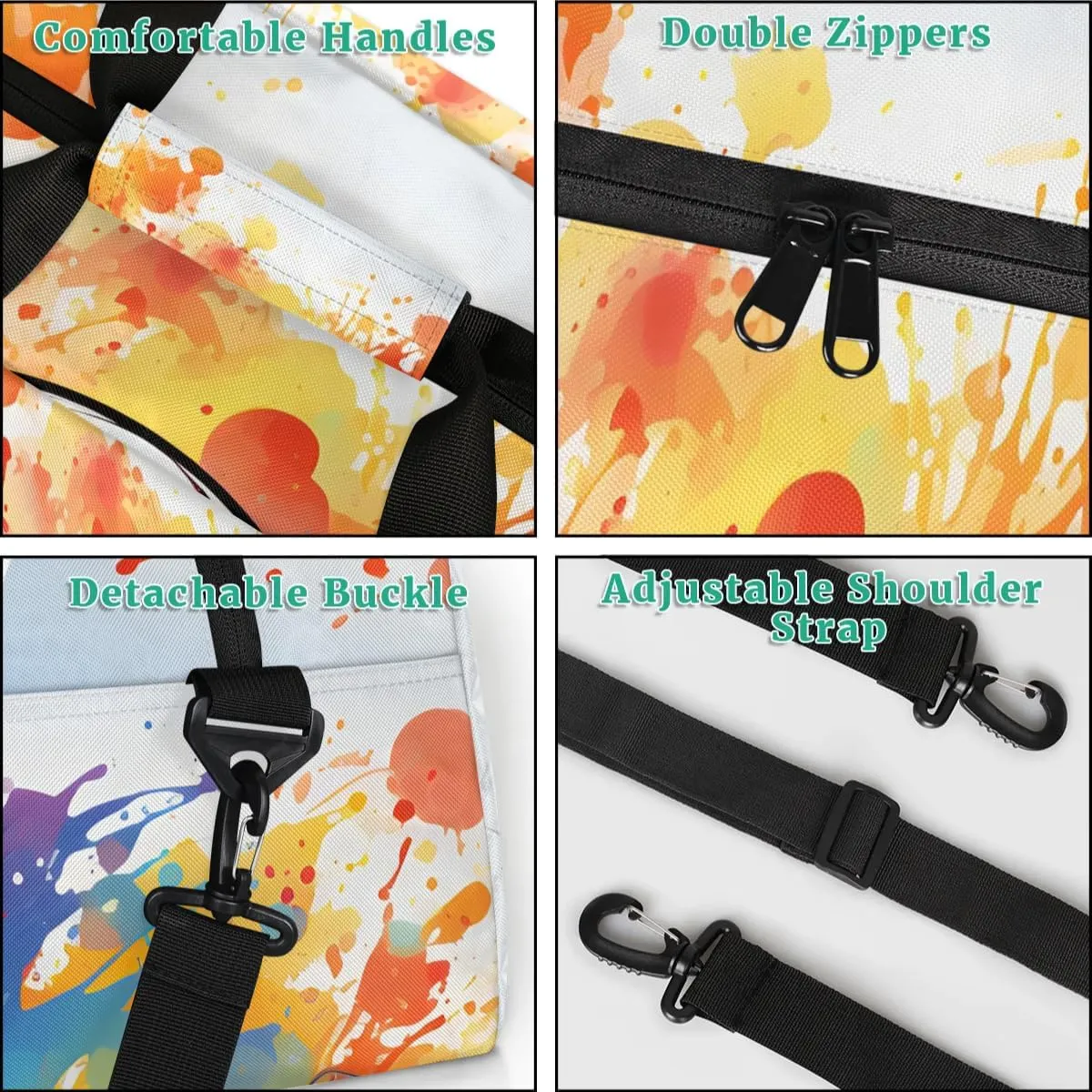Personalized Kids Sports Duffel Bag with Name Custom Weekender Overnight Bag for Boys Girls Gym Bag Travel Dance Gymnastics Duffel Bag, Watercolor Soccer
