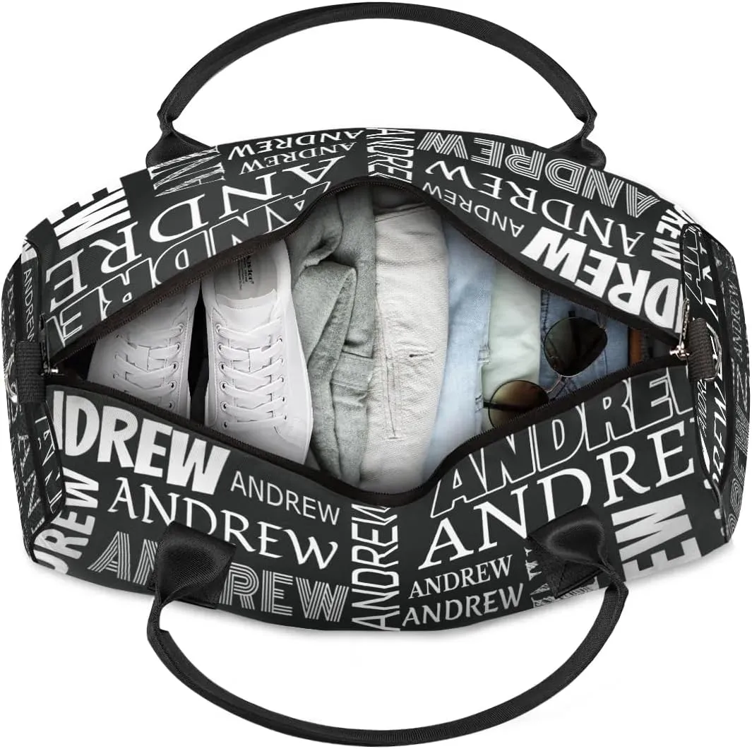 Personalized Name Duffel Bag Sports Gym Bag Dance Duffel Bags with Name Travel Overnight Carry-On Duffel Bag for Women Men, Black
