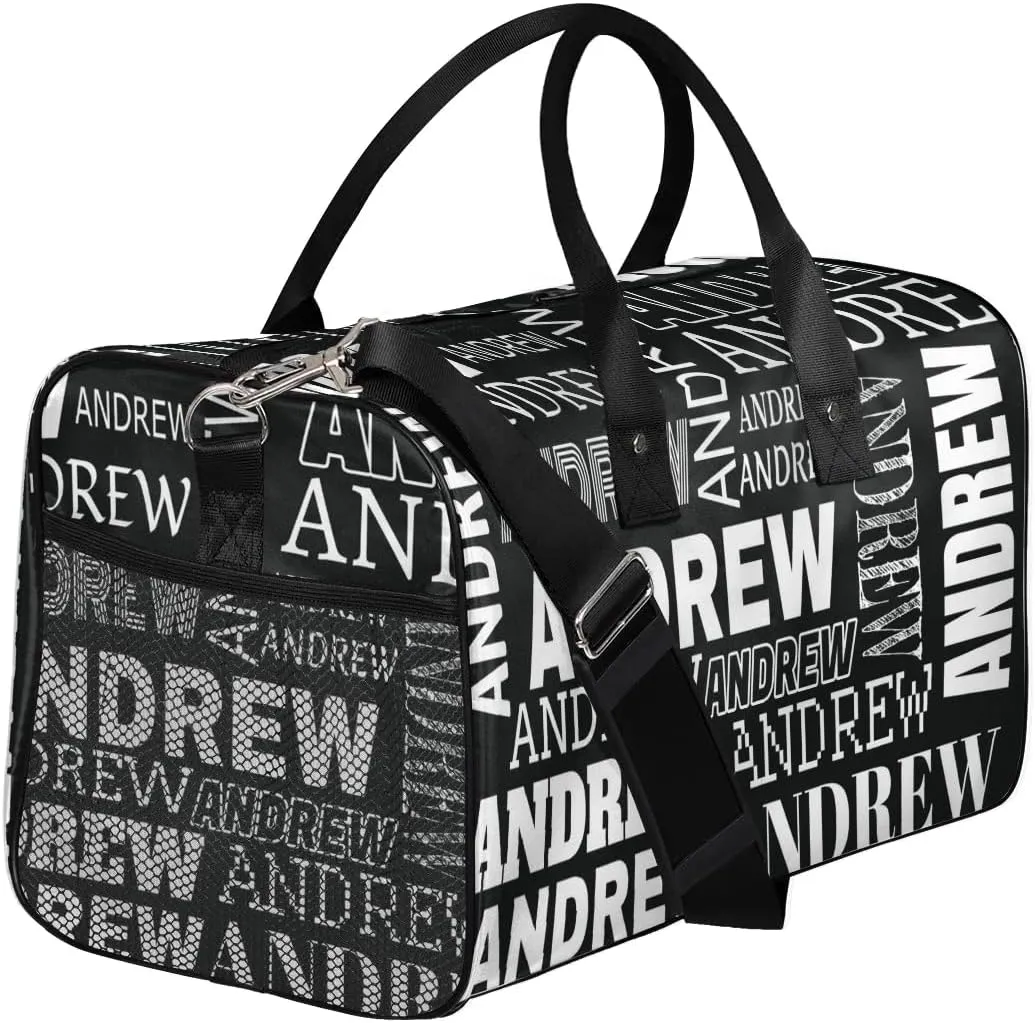 Personalized Name Duffel Bag Sports Gym Bag Dance Duffel Bags with Name Travel Overnight Carry-On Duffel Bag for Women Men, Black