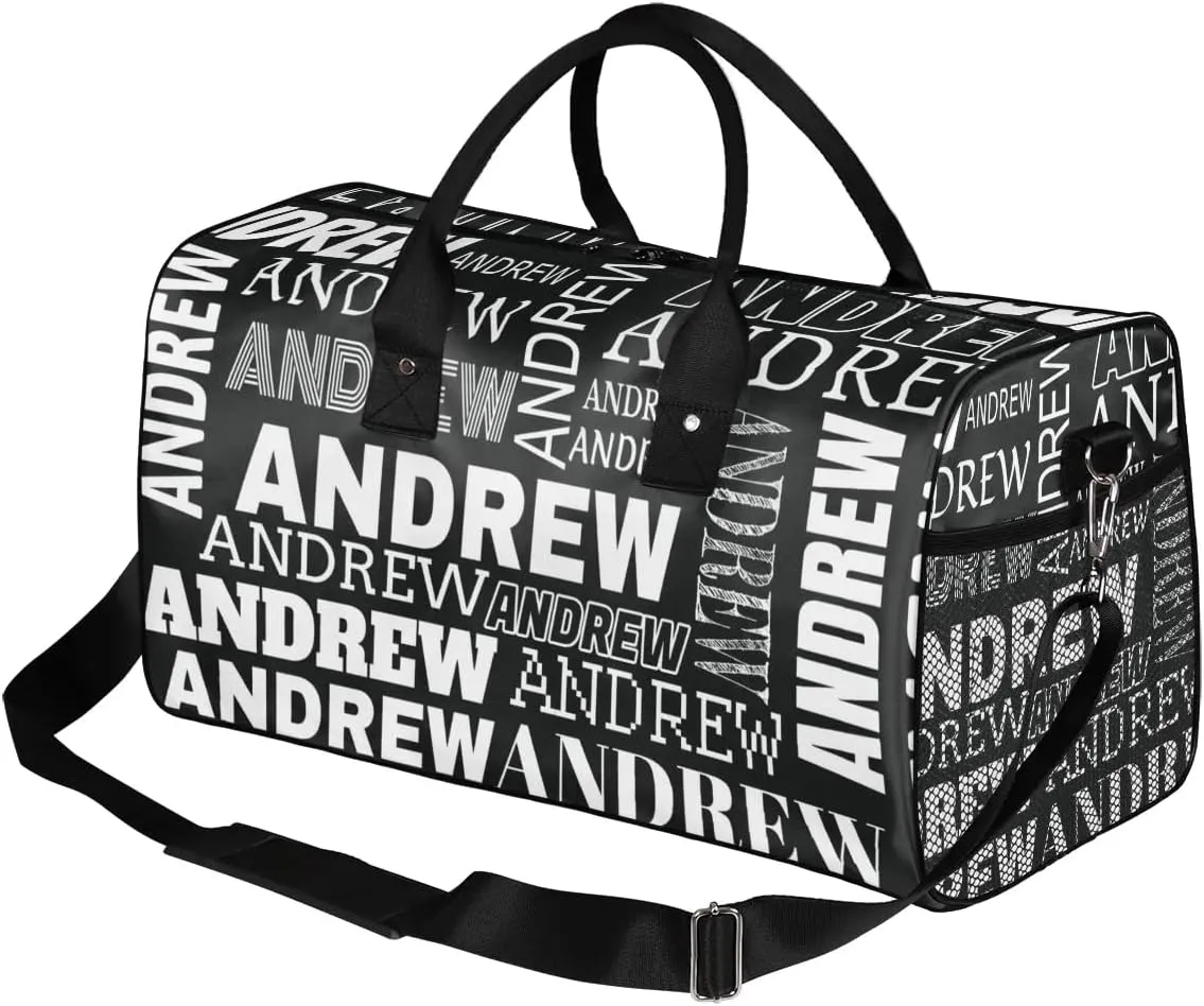 Personalized Name Duffel Bag Sports Gym Bag Dance Duffel Bags with Name Travel Overnight Carry-On Duffel Bag for Women Men, Black