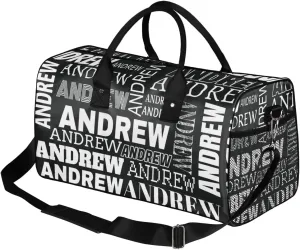 Personalized Name Duffel Bag Sports Gym Bag Dance Duffel Bags with Name Travel Overnight Carry-On Duffel Bag for Women Men, Black