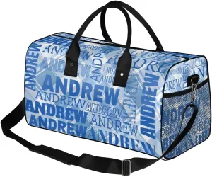 Personalized Name Duffel Bag Sports Gym Bag Dance Duffel Bags with Name Travel Overnight Carry-On Duffel Bag for Women Men, Blue