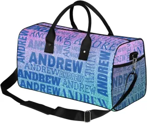 Personalized Name Duffel Bag Sports Gym Bag Dance Duffel Bags with Name Travel Overnight Carry-On Duffel Bag for Women Men, Gradient Blue