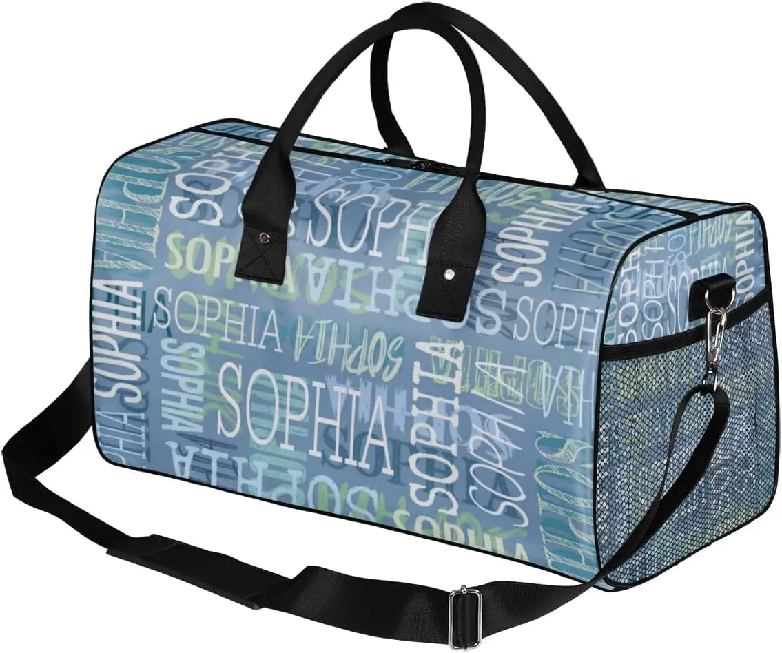 Personalized Name Sport Duffel Bags, Custom Gym Duffel Bag for Women Men, Customized Gymnastics Ballet Dance Bag Overnight Weekender Bag, Cobalt Blue