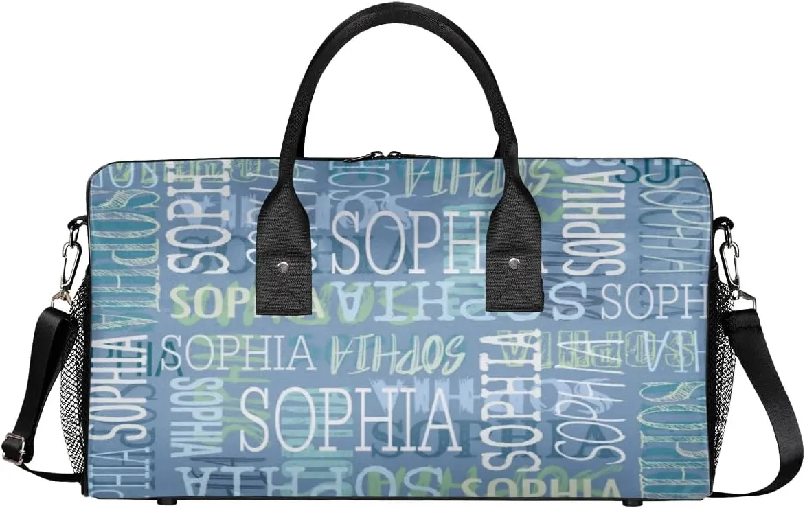 Personalized Name Sport Duffel Bags, Custom Gym Duffel Bag for Women Men, Customized Gymnastics Ballet Dance Bag Overnight Weekender Bag, Cobalt Blue
